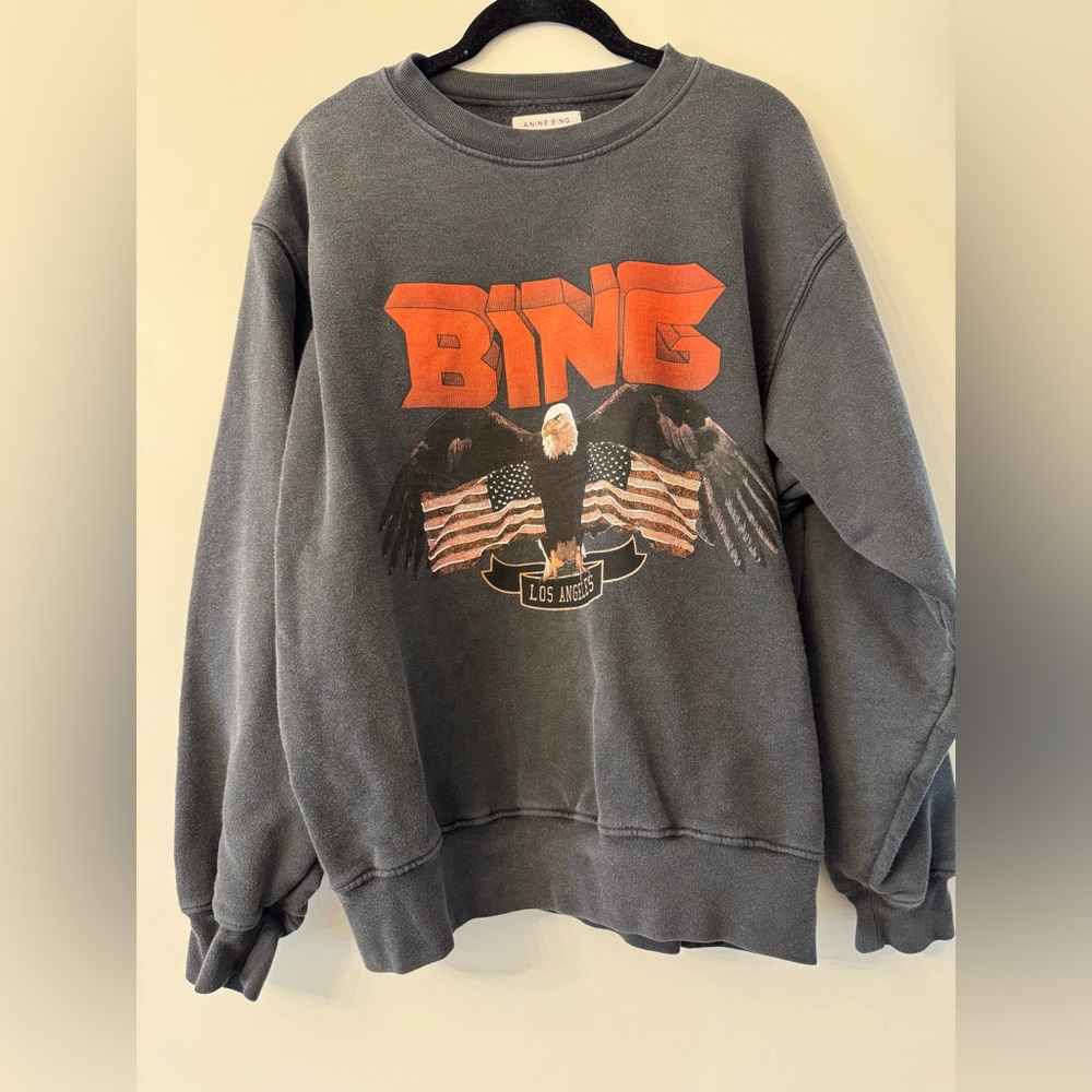 Anine Bing Gray Sweatshirt with Eagle Graphic